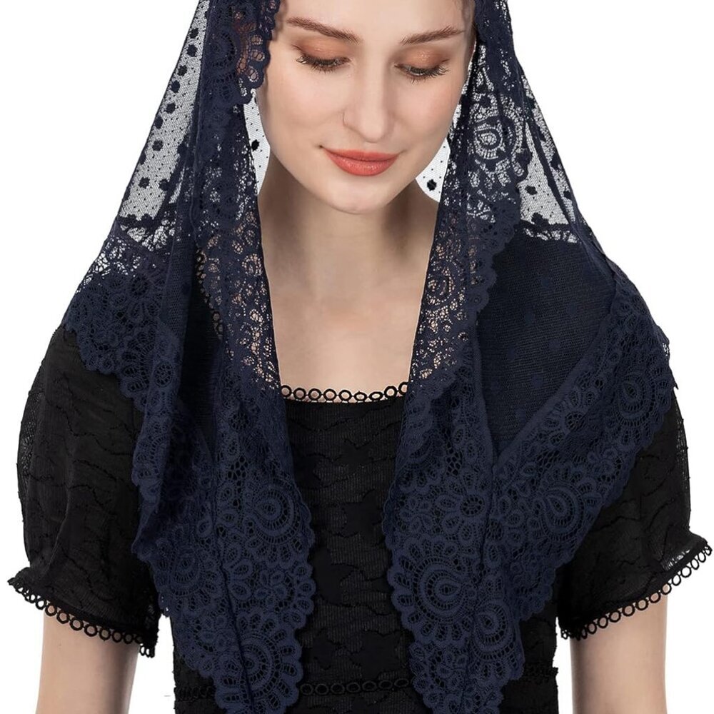 Triangle Vintage Inspired Lace Chapel Veils Catholic Mass Head Covering Scarf Ma